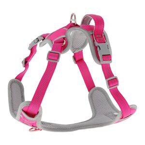 Double Layer Easy Control Reflective Adjustable Dog Vest Harness Rose Red